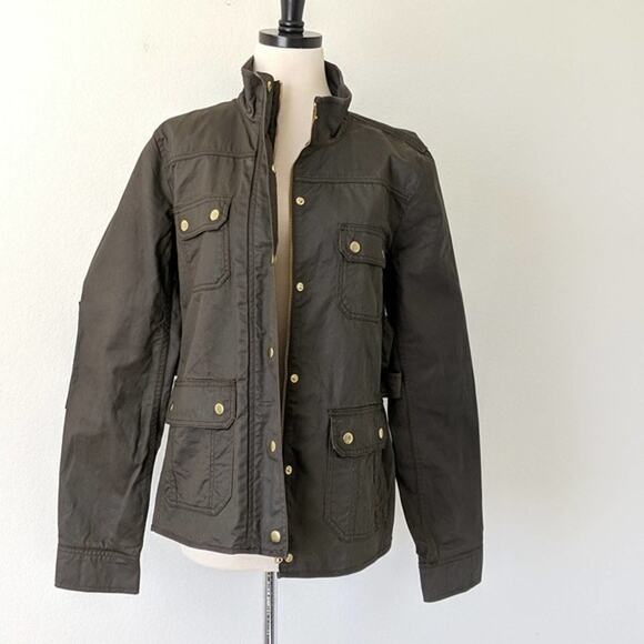 J.Crew Womens Relaxed Boyfriend Downtown Field Jacket Green Utility Coat Obama M - Picture 7 of 9